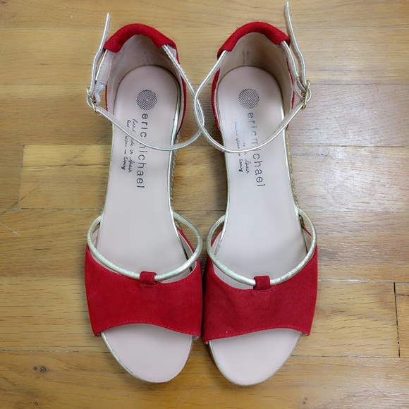 Eric Michael Russian Red Suede Espadrilles 39 8 - Picture 2 of 5